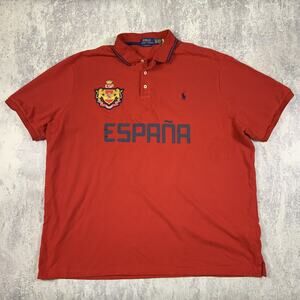 Polo Ralph Lauren Shirt Mens XXL Red Espana ESP Crest Spain Classic Fit #24